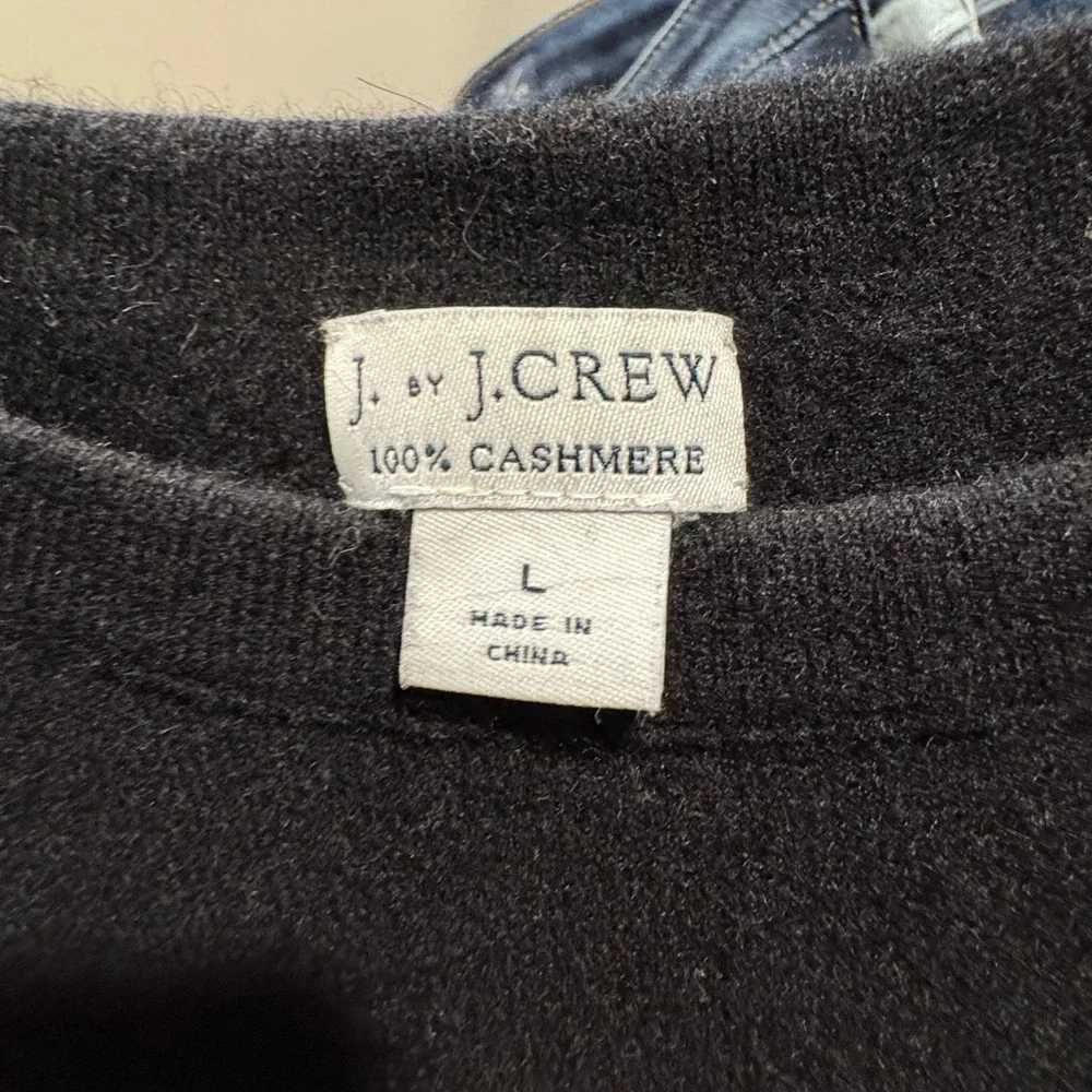 J. Crew Classic Black 100% Cashmere Crewneck Sweater - Picture 2 of 3